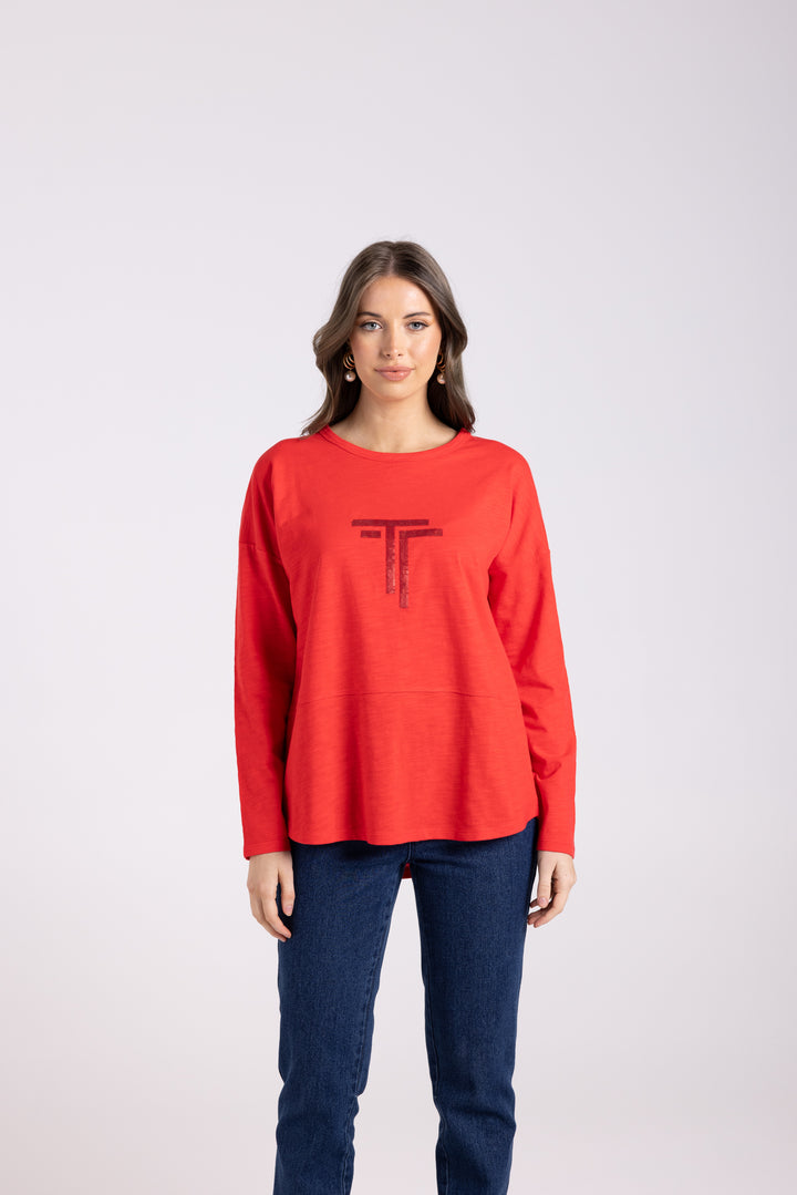 Alice Long Sleeve Tee - Scarlet - TT34