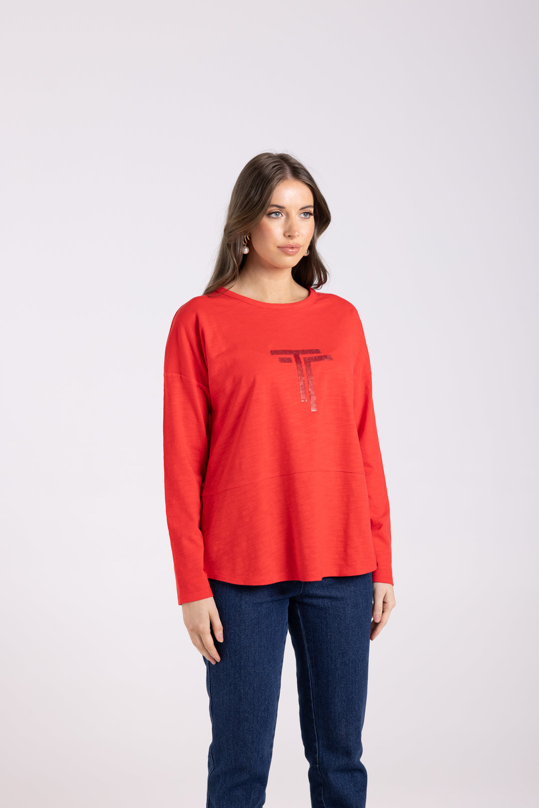 Alice Long Sleeve Tee - Scarlet - TT34