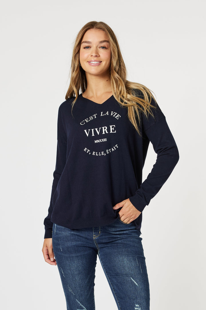 C'est La Vie Sweat - Navy - TZ21