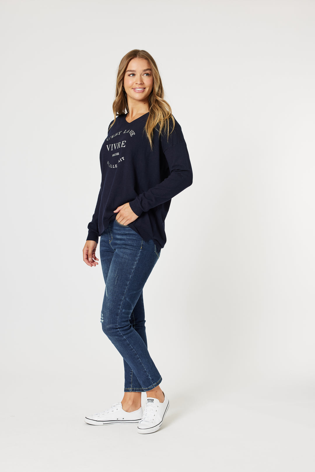 C'est La Vie Sweat - Navy - TZ21