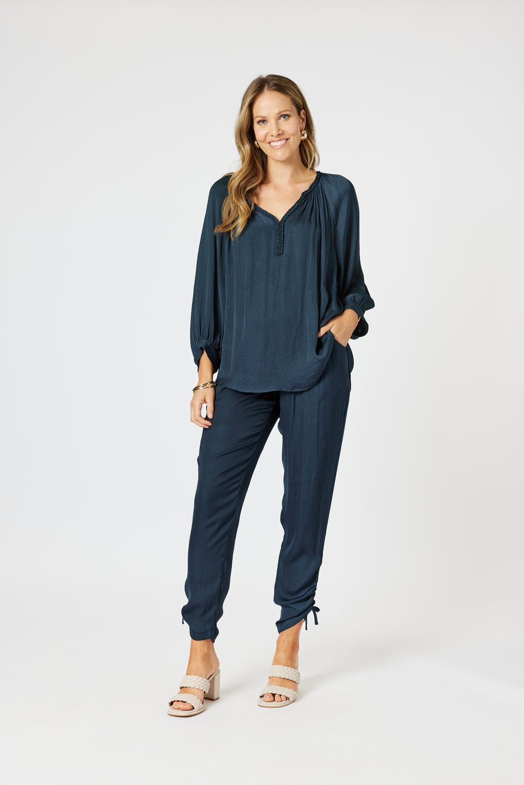 Traveller Luxe Side tie Pant - Navy - HV3