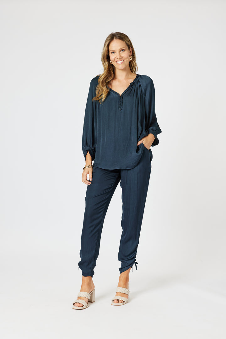 Traveller Luxe Side tie Pant - Navy - HV3