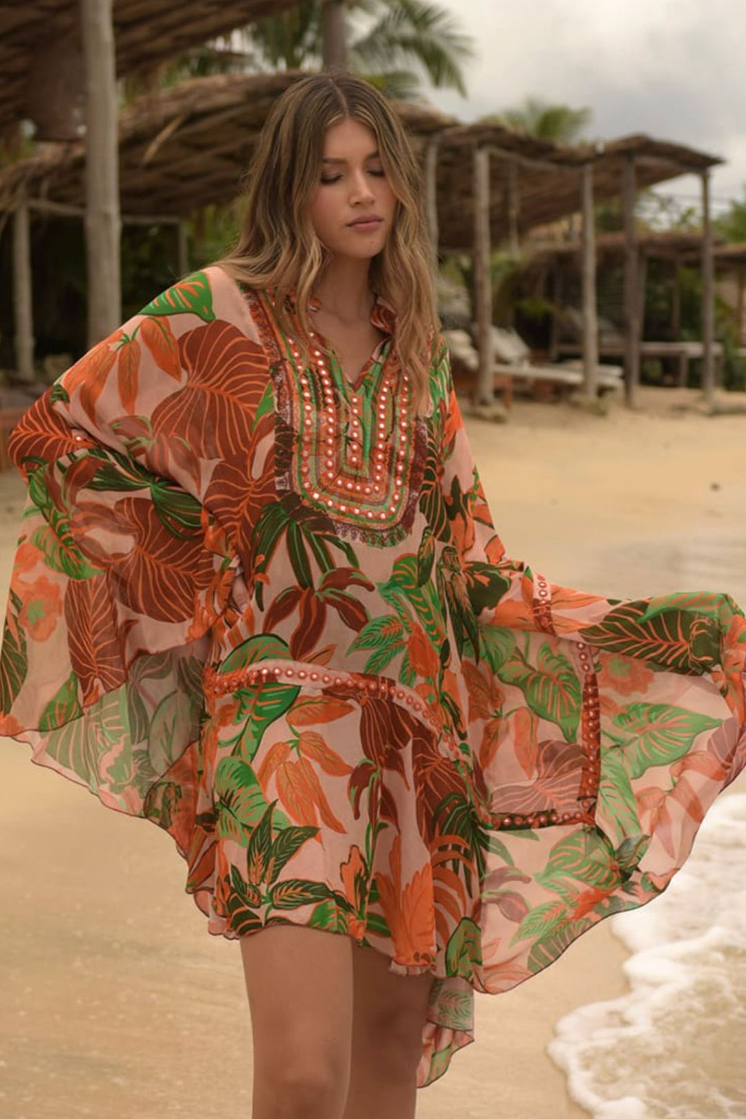 Aleida Short Kaftan - Peach- M27