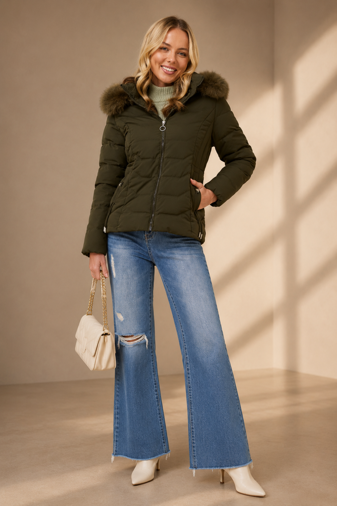 Aspen Luxe Puffer - Khaki - CK42