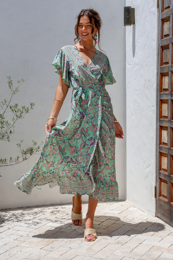 Ava Wrap Dress - Green - LT3