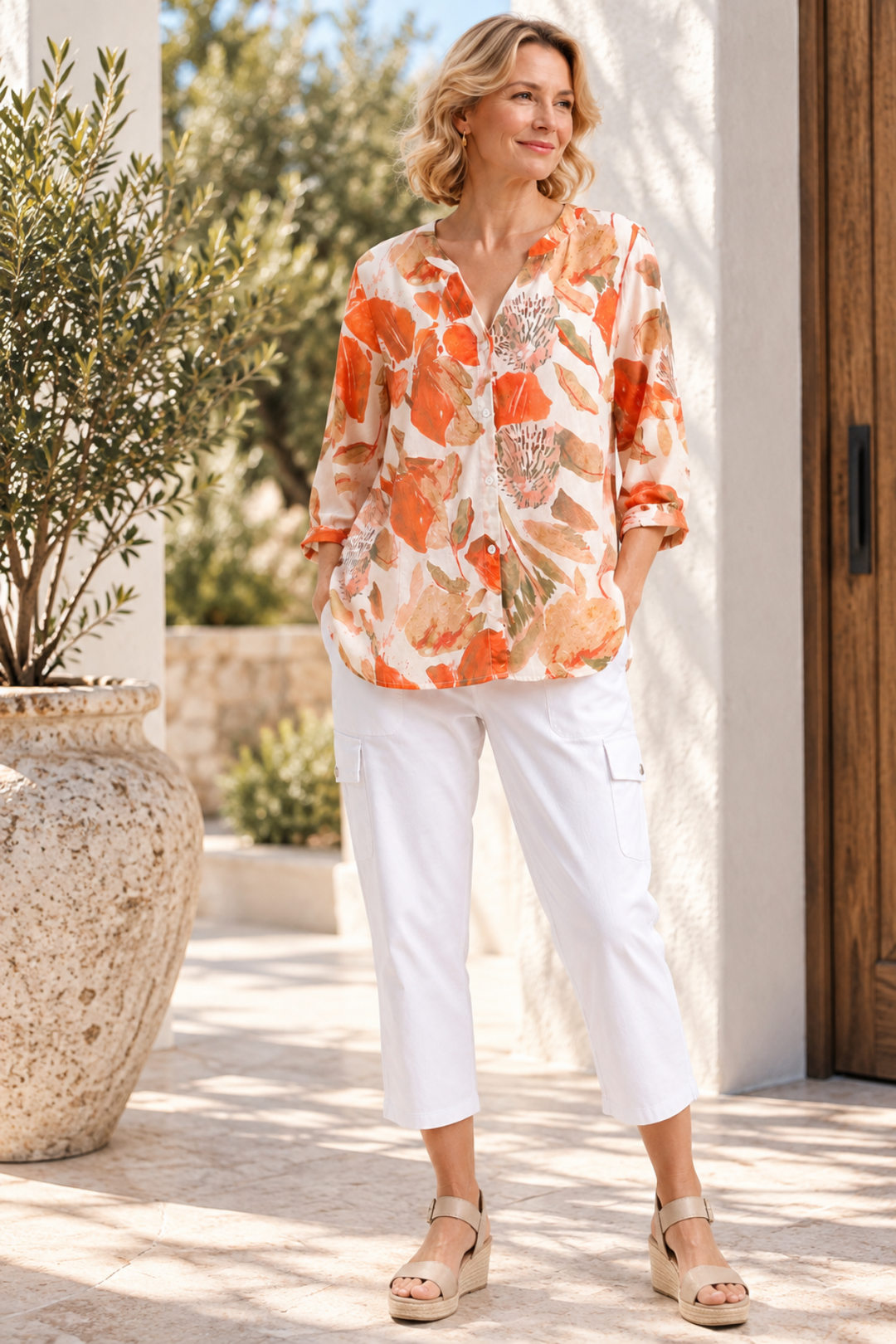 Botanical Breeze Shirt - Orange - W4