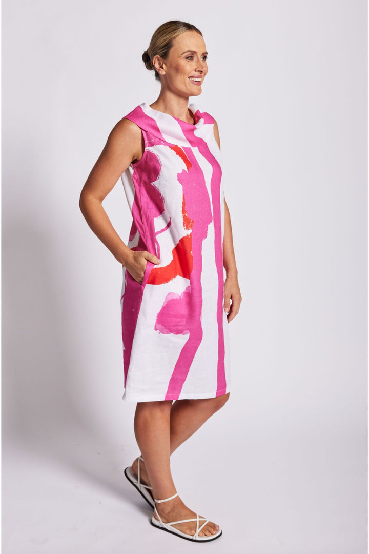 Cowl Neck Dress - Pink/Orange - SS23