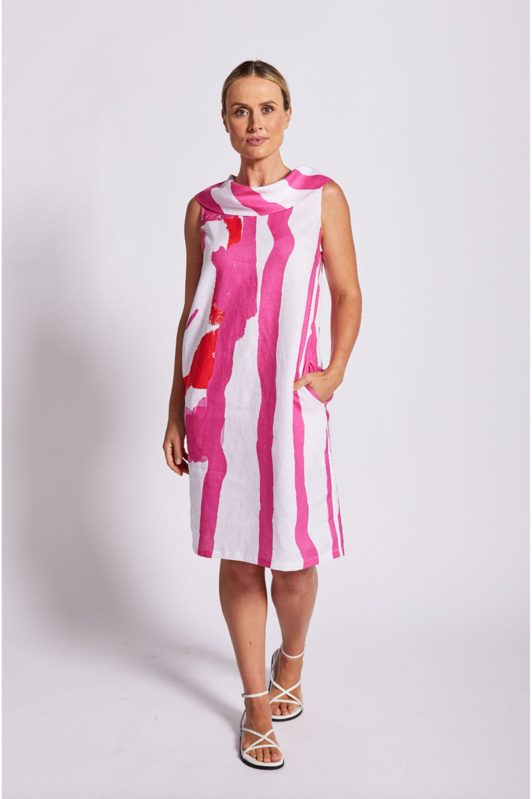 Cowl Neck Dress - Pink/Orange - SS23