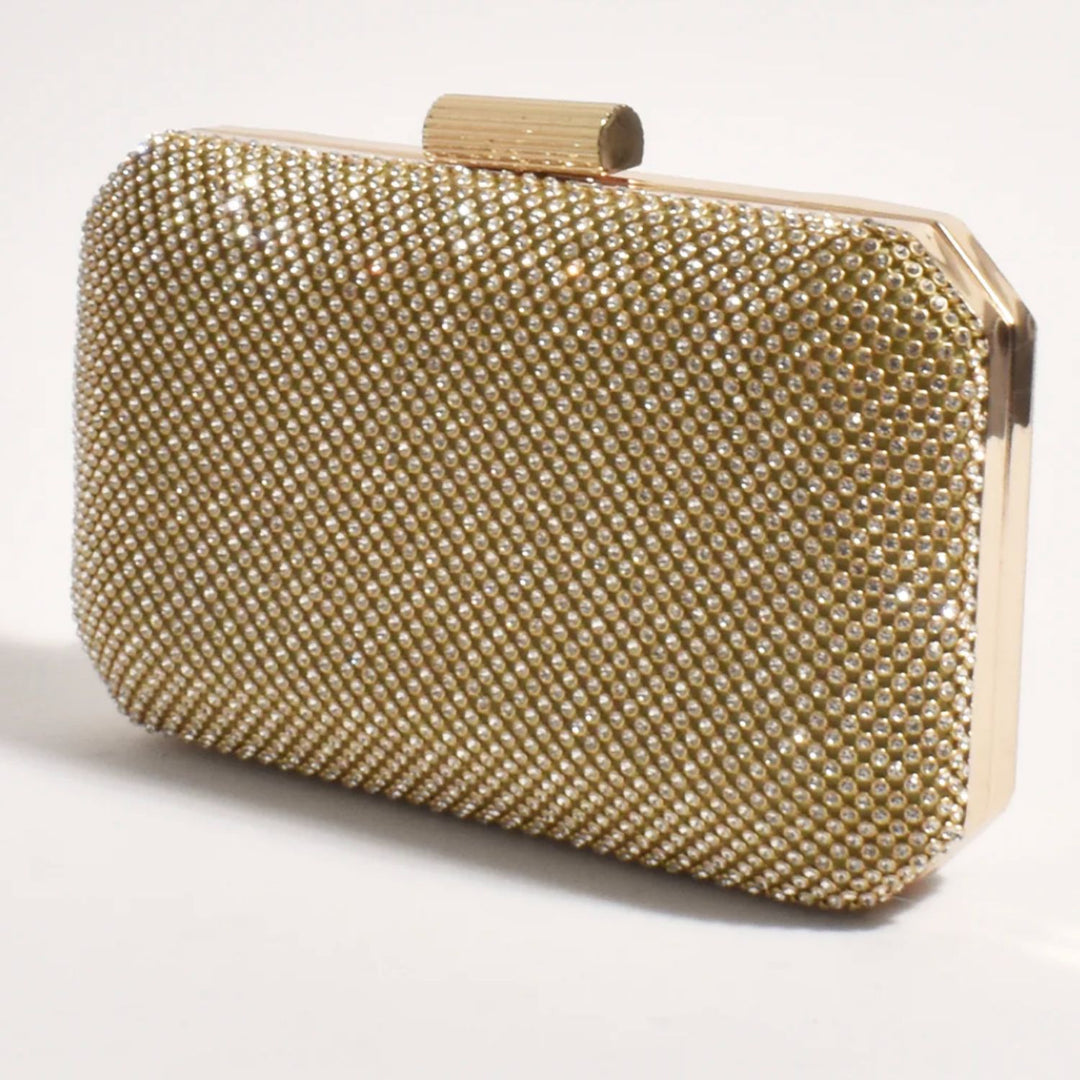 Diamante Mesh Clutch - Gold Crystal - AD17