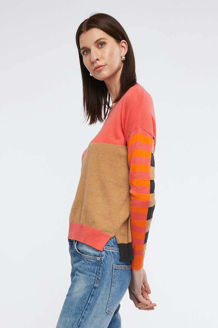 Eclectic Intarsia Jumper In Dubarry by Zacket & Plover side view