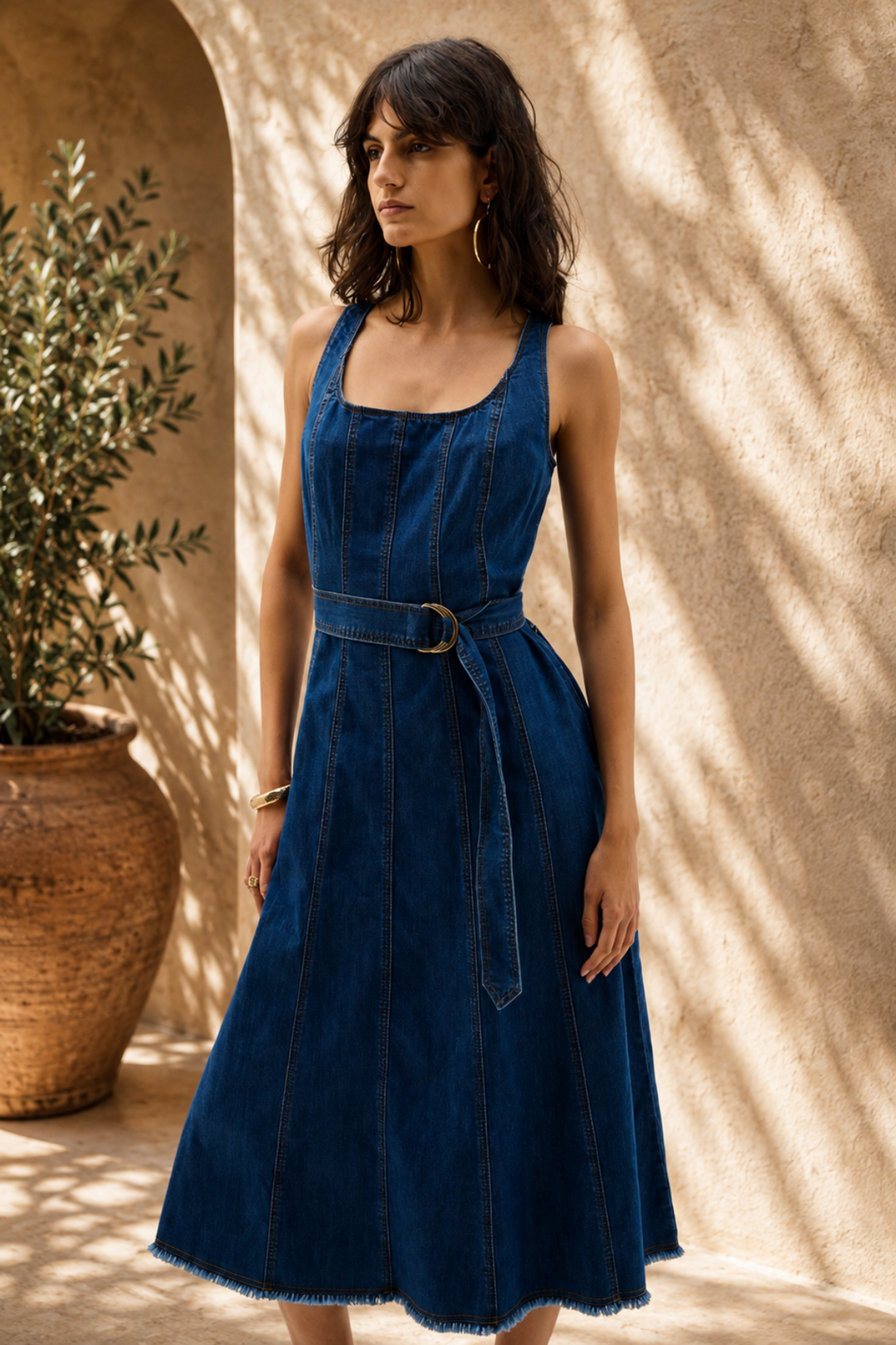 Flare Denim Midi Dress - JR53