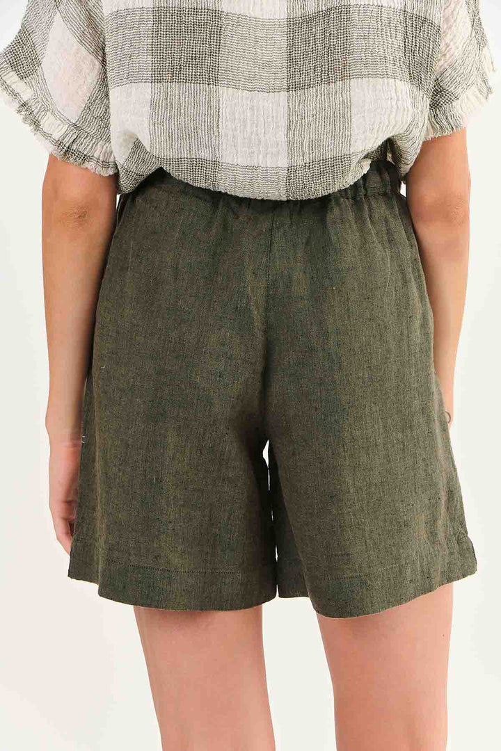 Zoie Linen Shorts - Licorice - OJ26