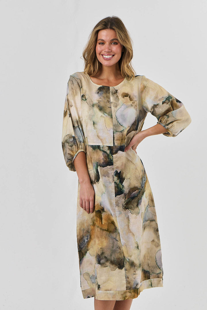 Anya Linen Dress - Marble - OJ5