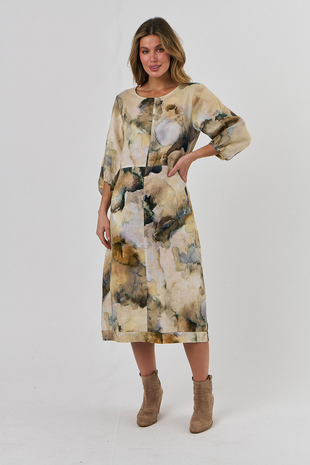 Anya Linen Dress - Marble - OJ5