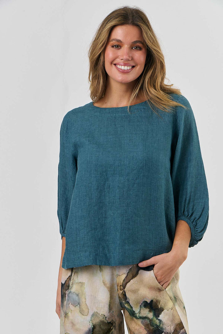 Ember Linen Top - Eucalyptus - OJ40