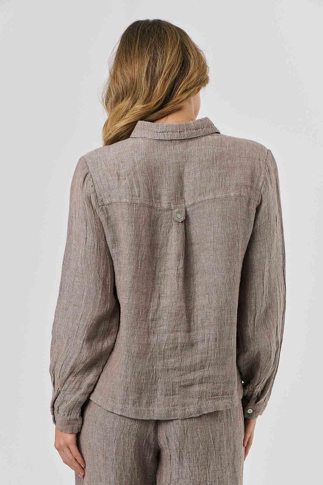 Lauren Linen Top - Truffle - OJ49