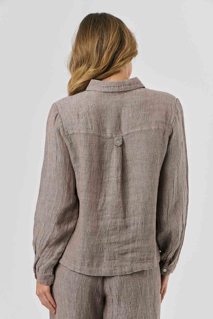 Lauren Linen Top - Truffle - OJ49