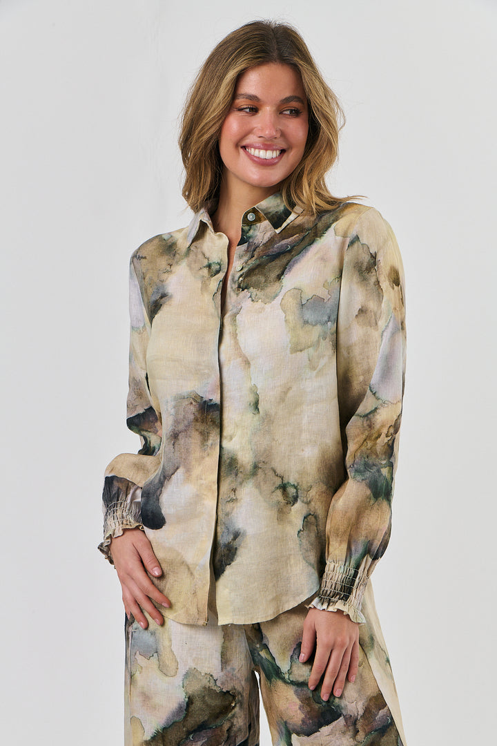 Lorri Linen Shirt - Marble - OJ51