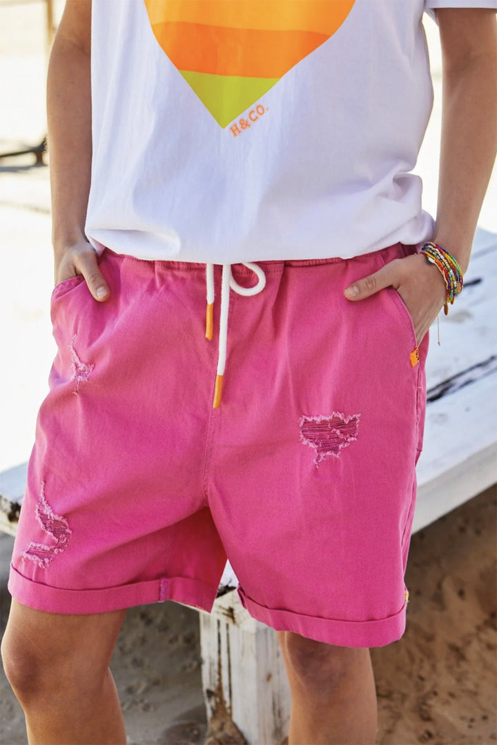 Pink gelati shorts by hammill & Co front view
