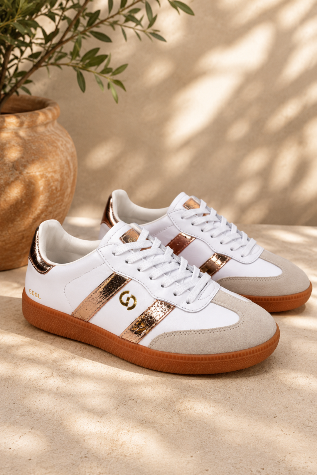 Parallel Sneaker - White/Gold Leather - GO3