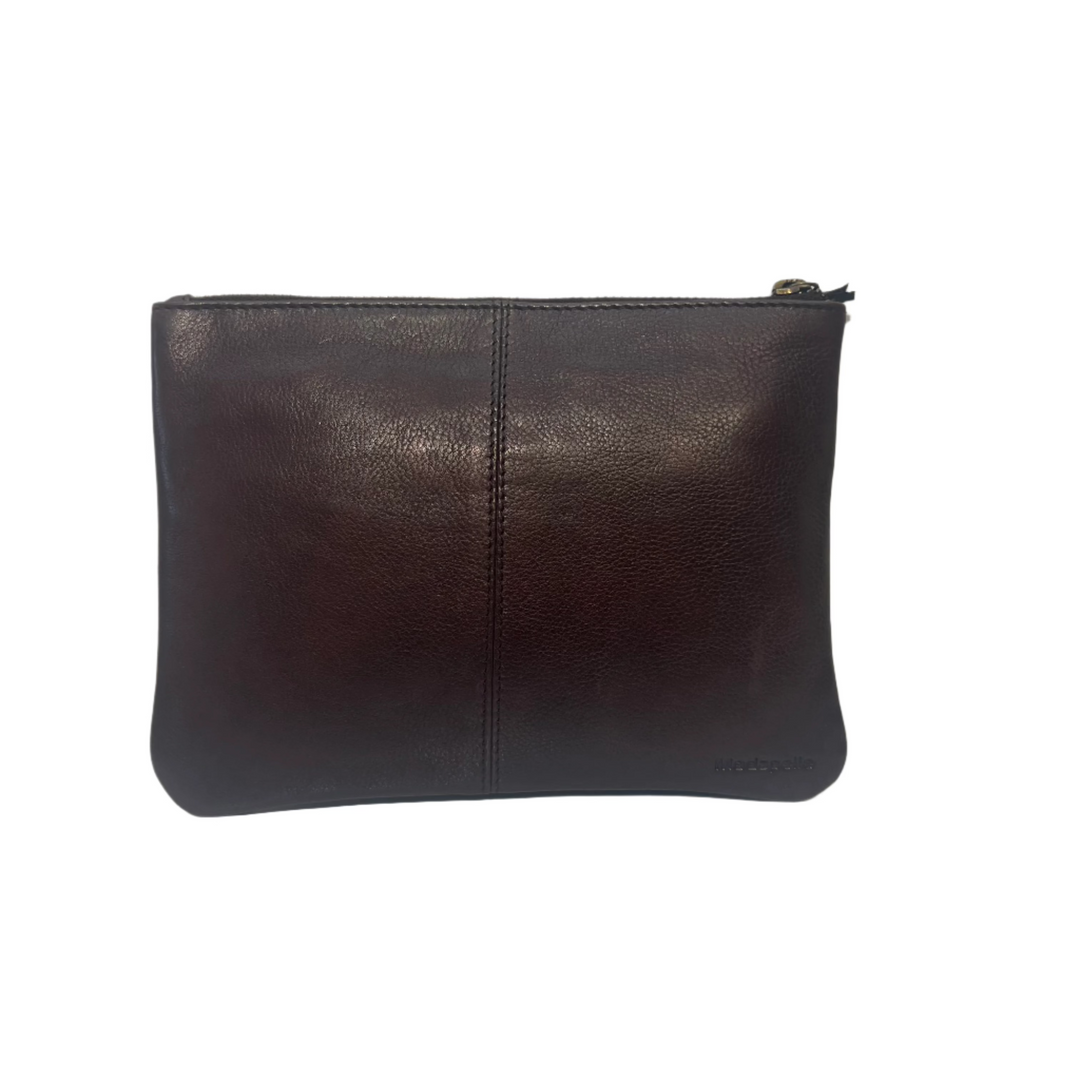 Leather Wristlet Bag - Brown - ML1
