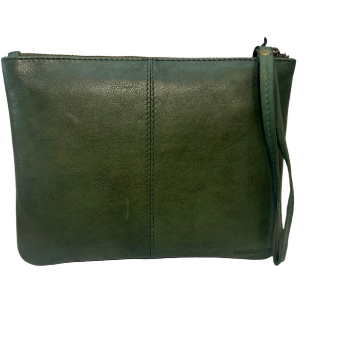 Leather Wristlet Bag - Olive - ML1