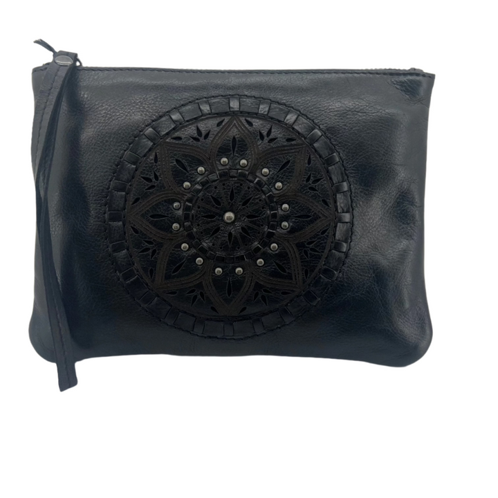 Leather Wristlet Bag - Black - ML1