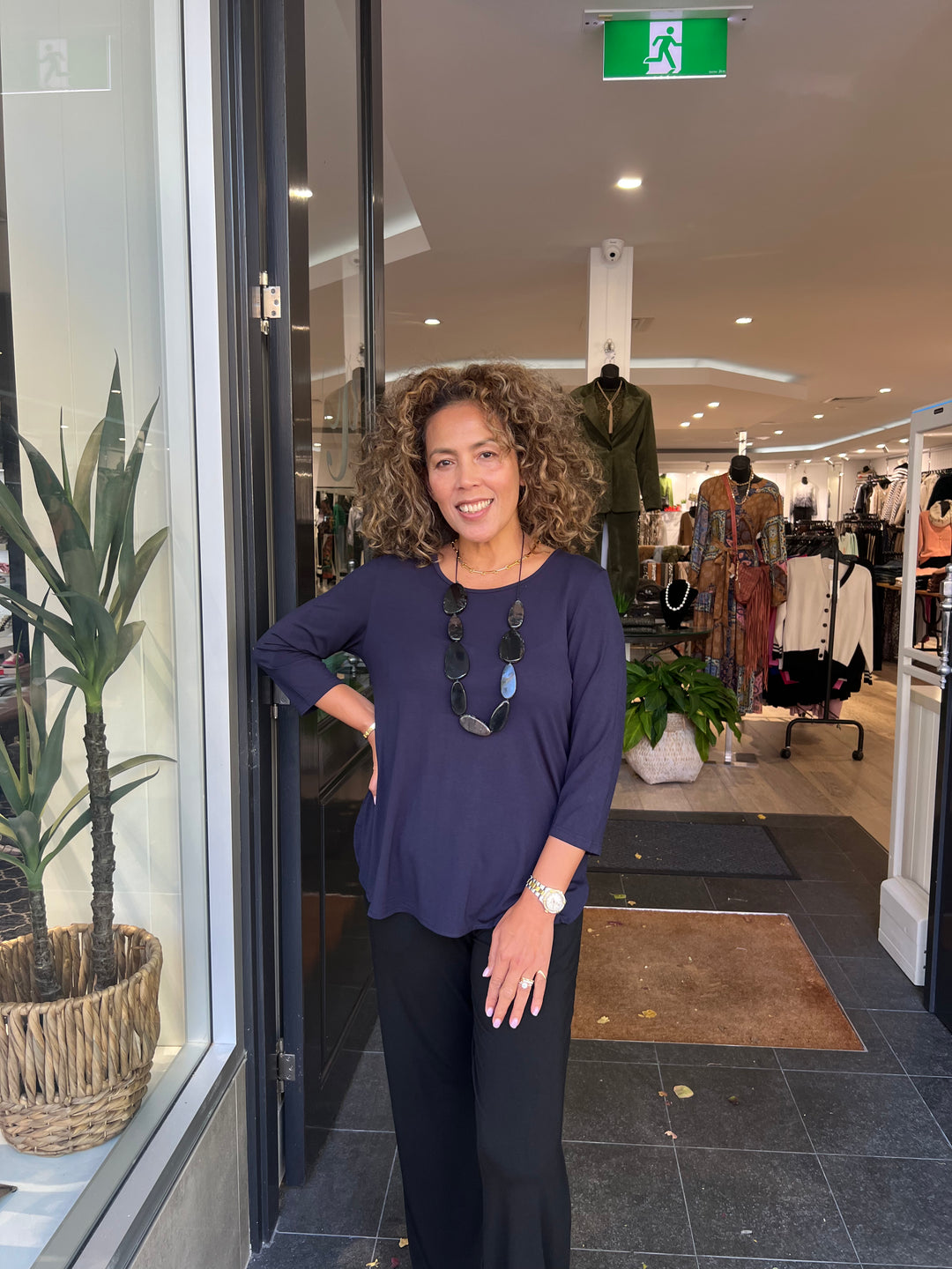 Eleanor 3/4 Sleeve Top - Navy - BO19