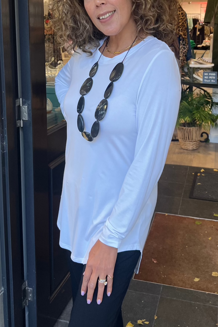 Lacey Long Sleeve Top - White - BO3