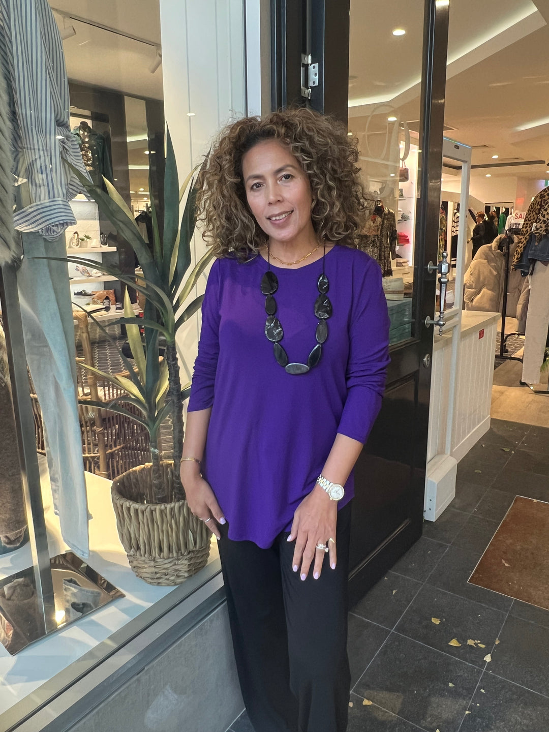 Lacey Long Sleeve Top - Aubergine - BO3