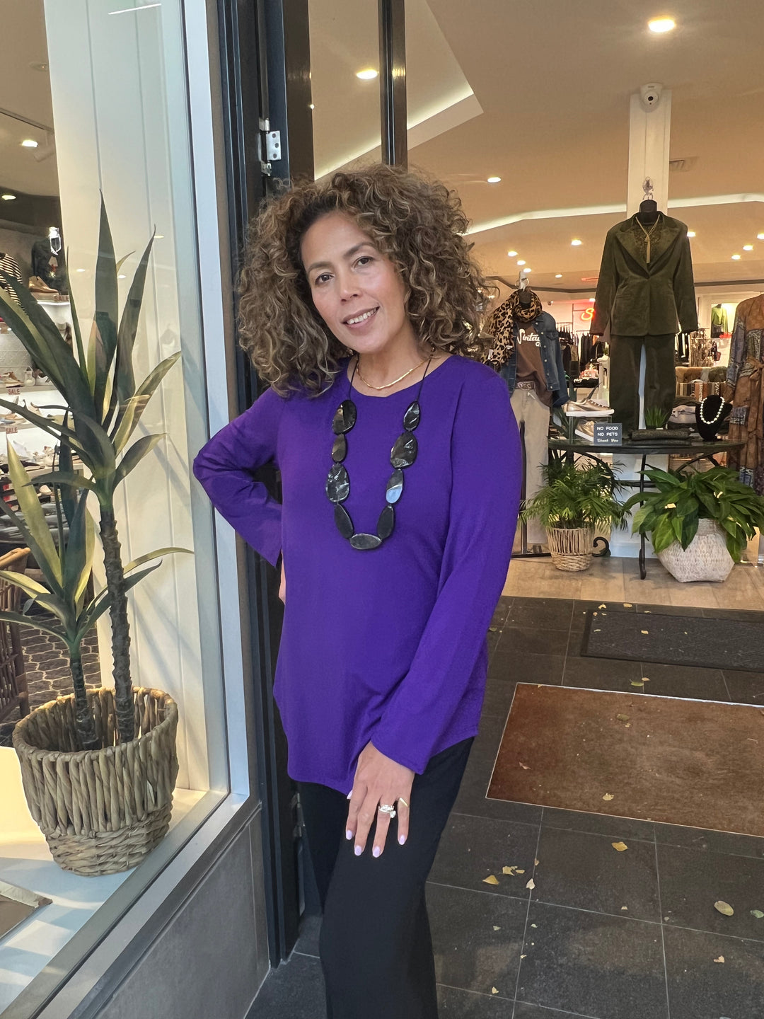 Lacey Long Sleeve Top - Aubergine - BO3