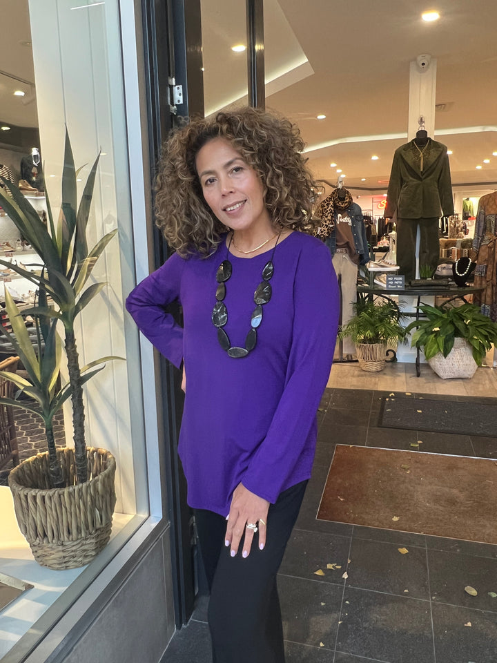 Lacey Long Sleeve Top - Aubergine - BO3