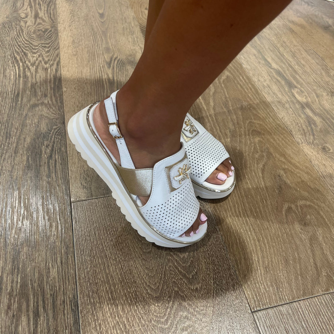 Haley Sling Back  - White/Gold - DJ36