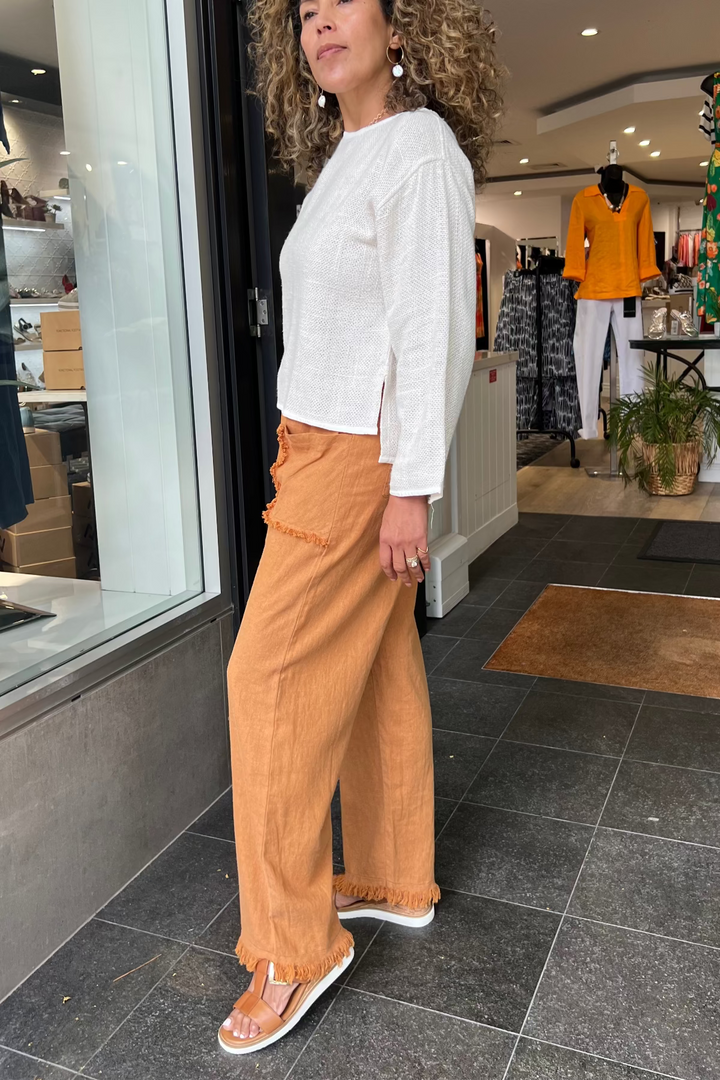 Joshua Frayed Linen Pant - Stonewash Tan - CB9