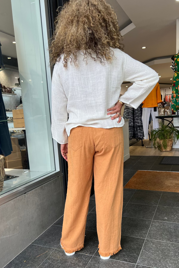 Joshua Frayed Linen Pant - Stonewash Tan - CB9