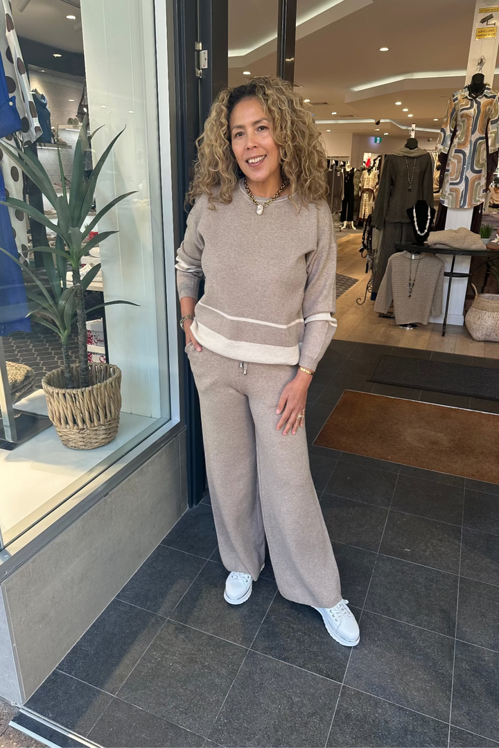 Italian Knitted Jogger Set - Khaki - An2