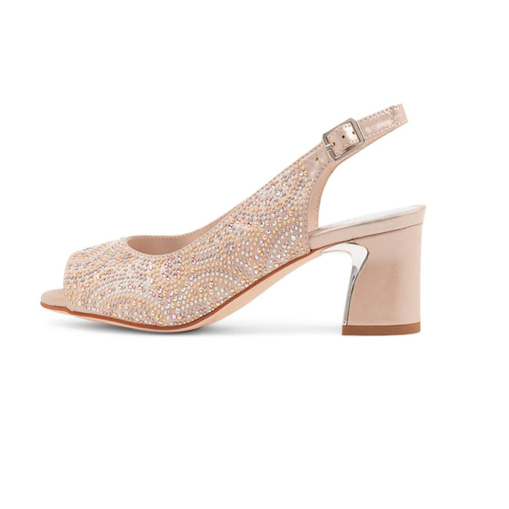 Juliette And Django Jujun Nude Shimmer leather heel from Pizazz Boutique Nelson Bay side view