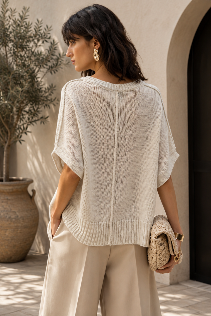 Lurex Relaxed Knit - Vanilla - JR34