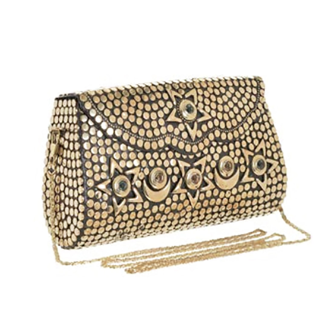 Metallic mini cross body bad in gold by Ble Resort Collection, sold and shipped from Pizazz Boutique online women's clothes shops Australia