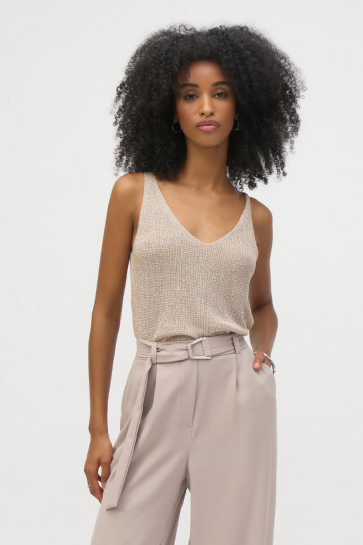 Metallic Knitted Camisole - Champagne - JR14