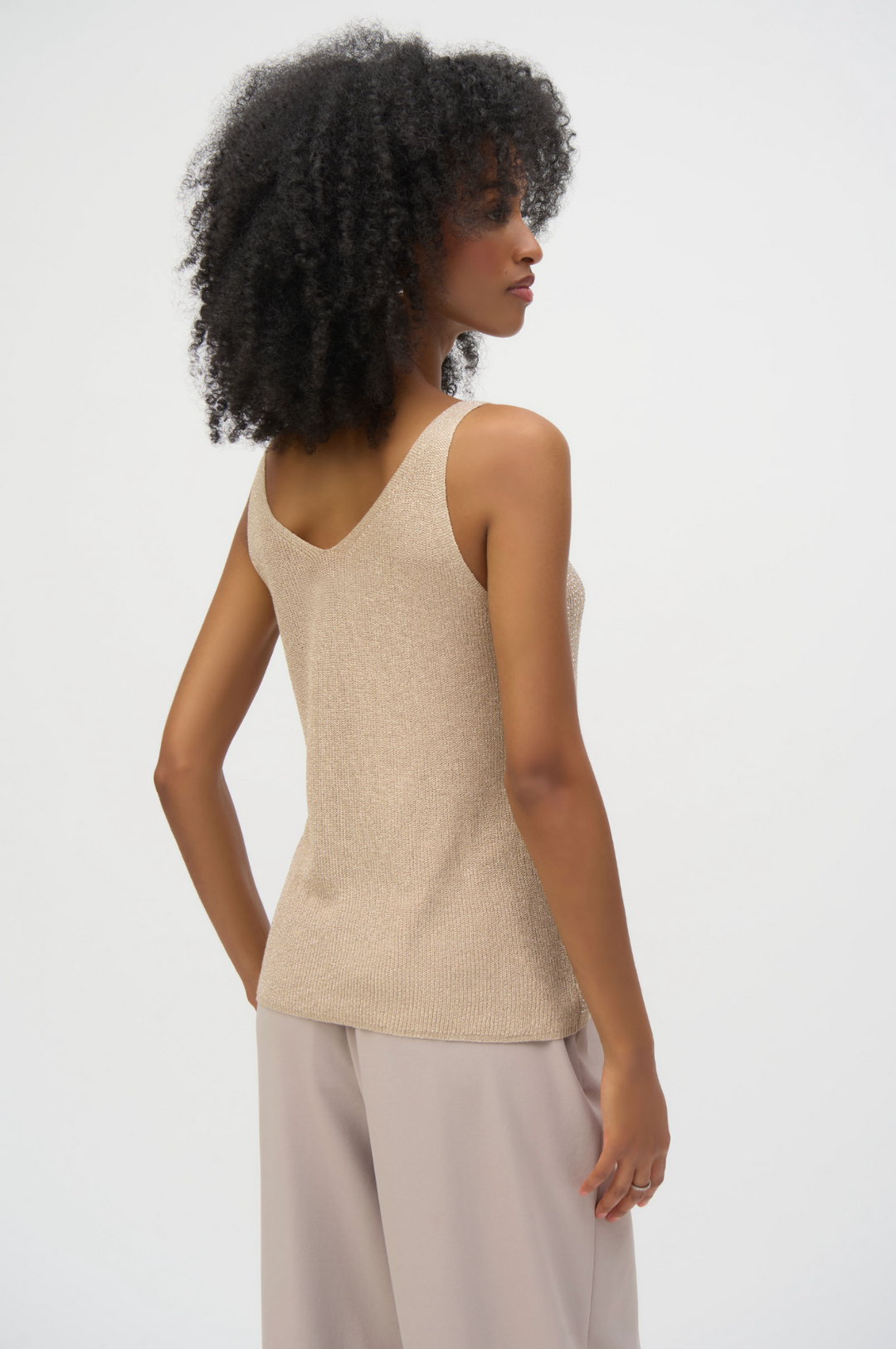 Metallic Knitted Camisole - Champagne - JR14