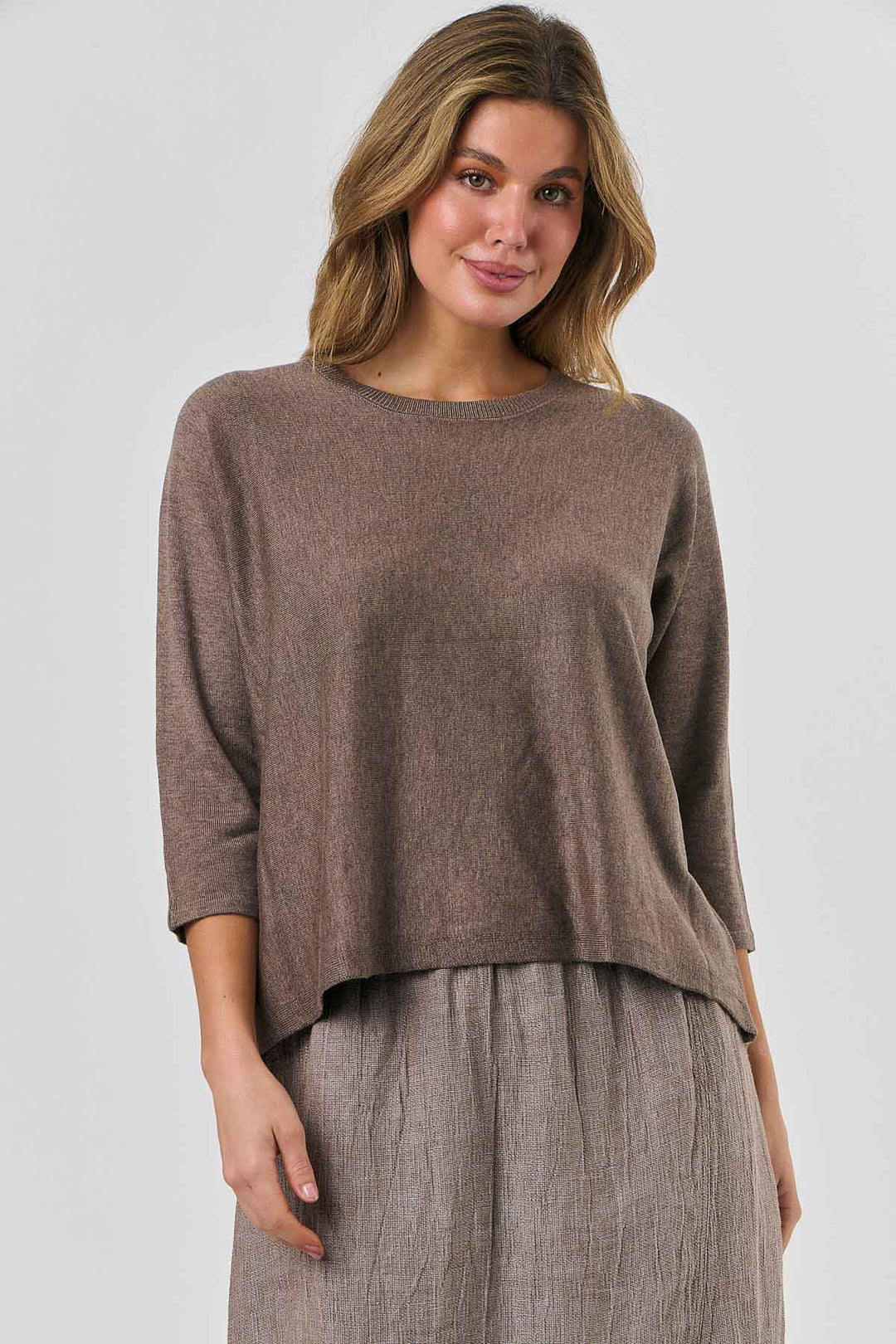 Katie 3/4 Sleeved Knit - Mole - OJ57