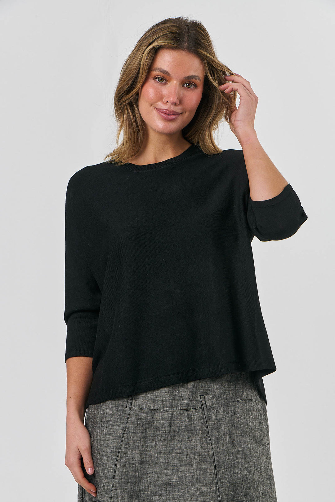 Katie 3/4 Sleeved Knit - Pitch - OJ57