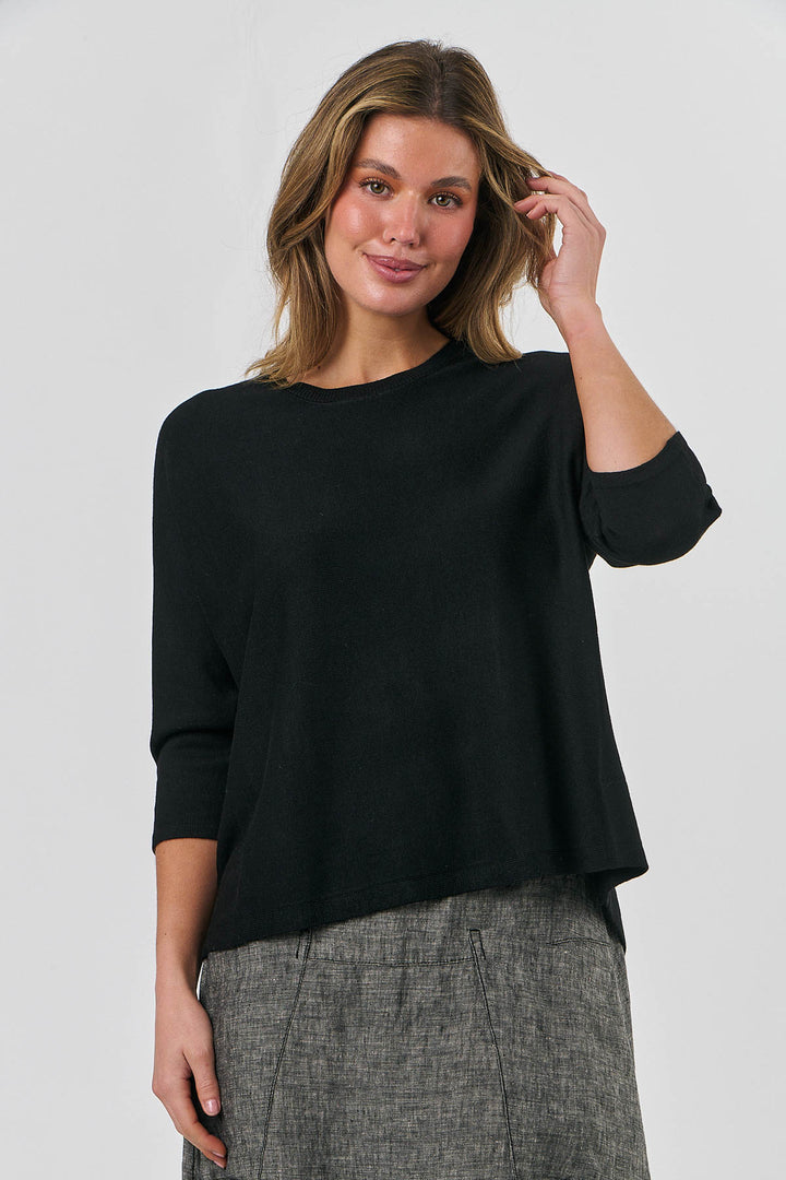 Katie 3/4 Sleeved Knit - Pitch - OJ57