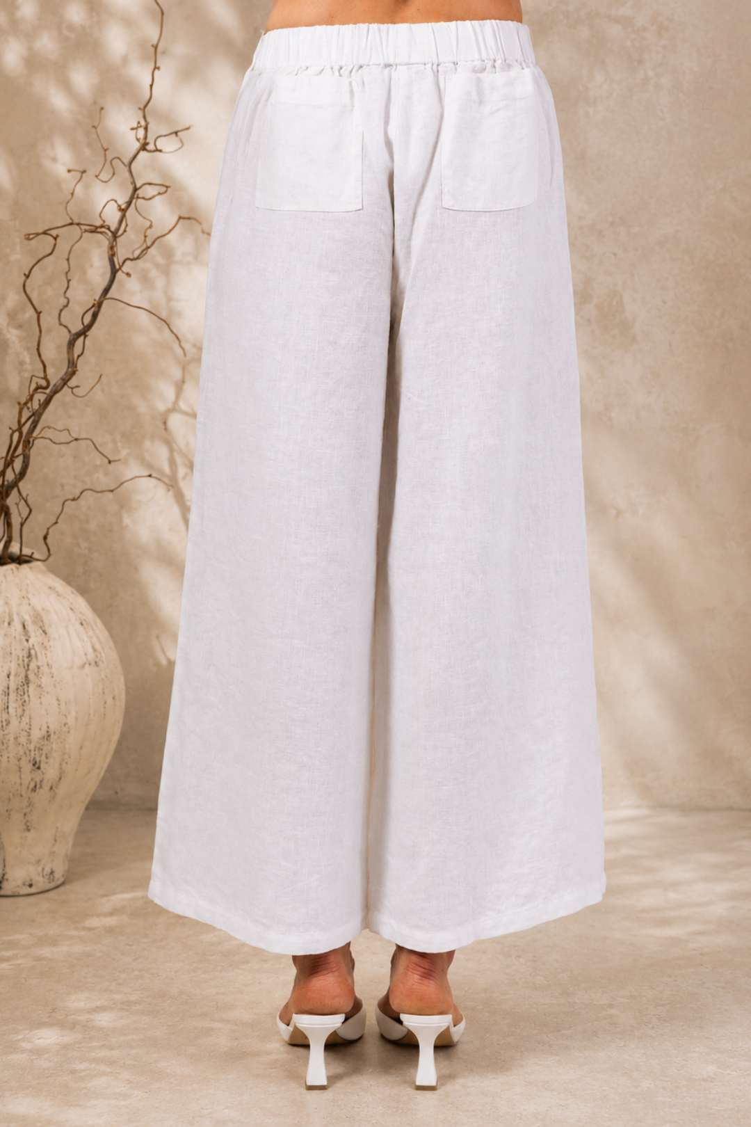 Linen Palazzo Pant - White - SS29
