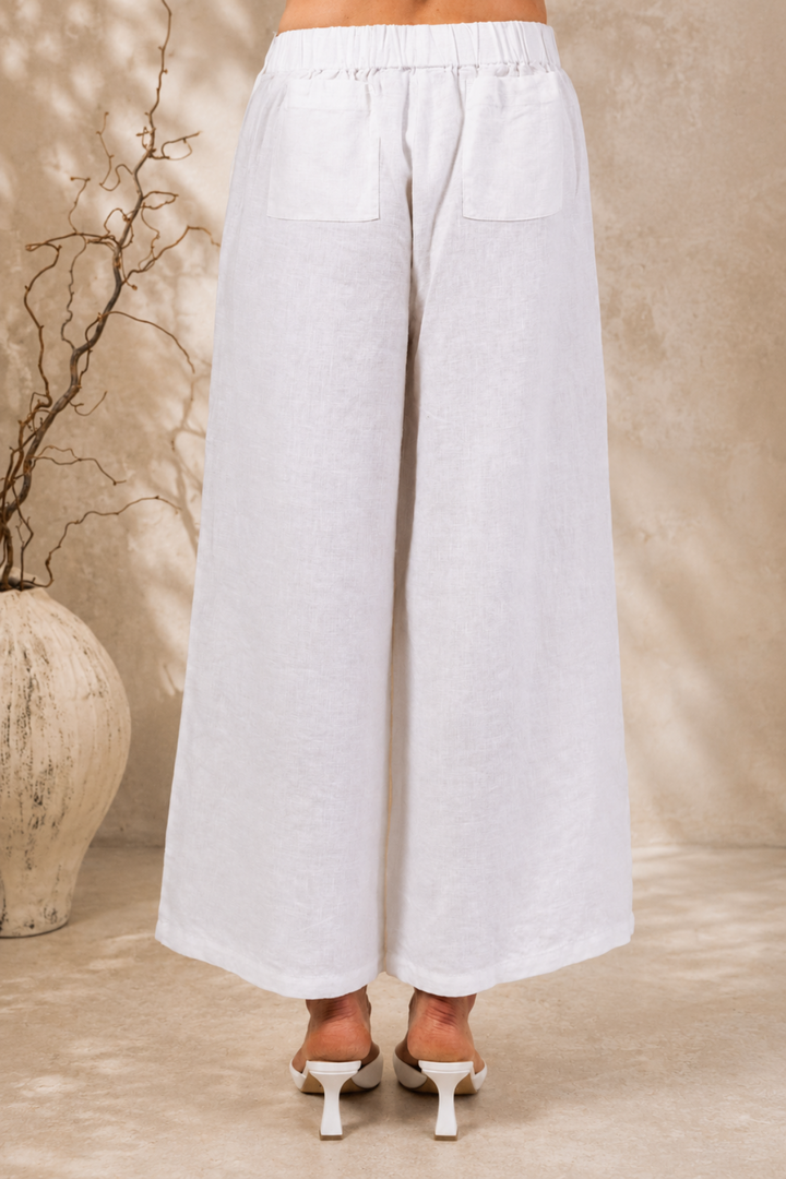 Linen Palazzo Pant - White - SS29