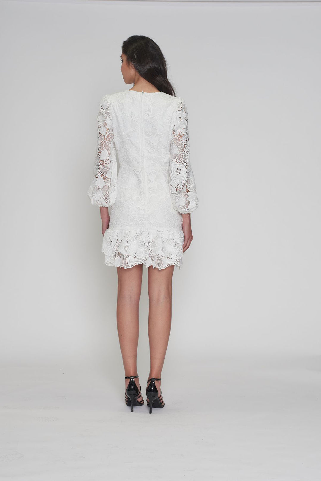 Paris Puff Sleeve Dress - White - ROM43