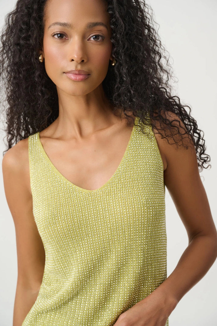 Joseph Ribkoff Metallic Knitted Camisole - Pistachio