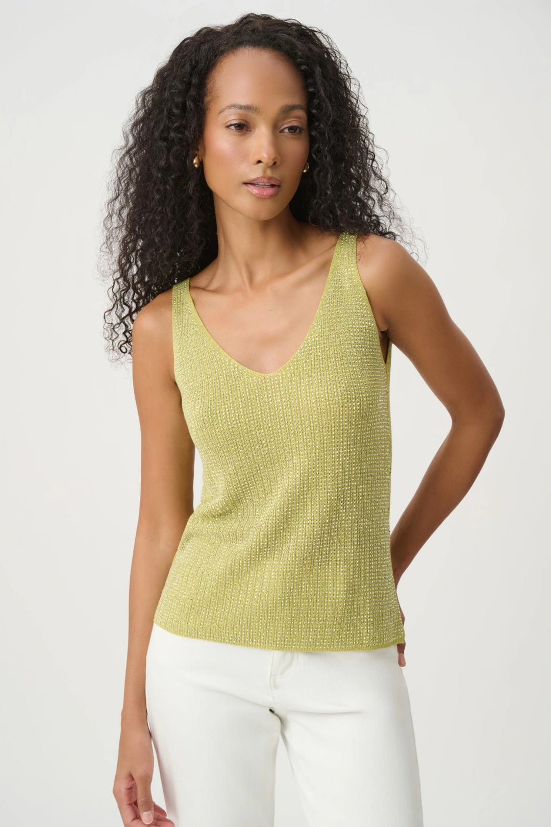 Joseph Ribkoff Metallic Knitted Camisole - Pistachio