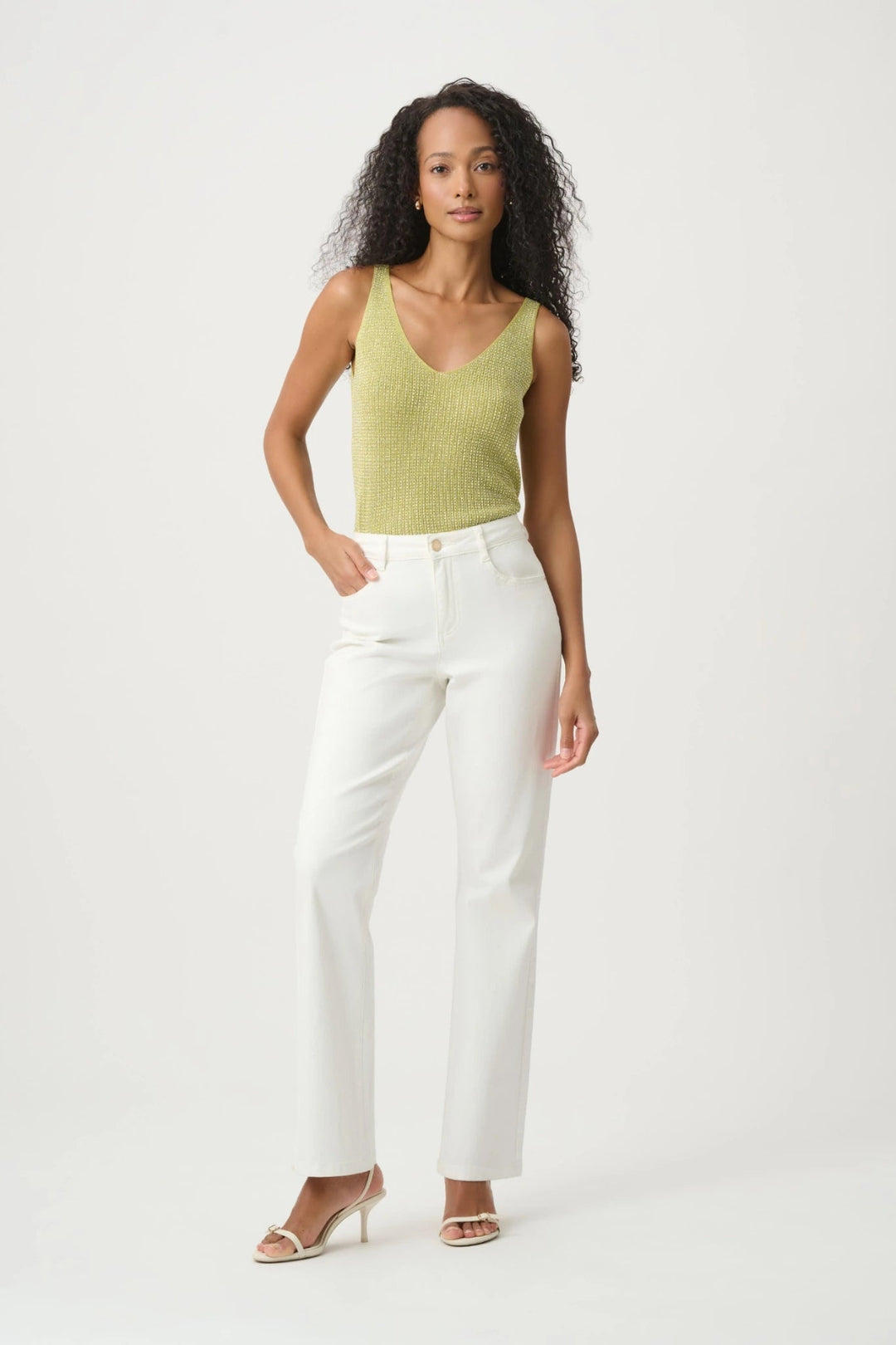 Joseph Ribkoff Metallic Knitted Camisole - Pistachio